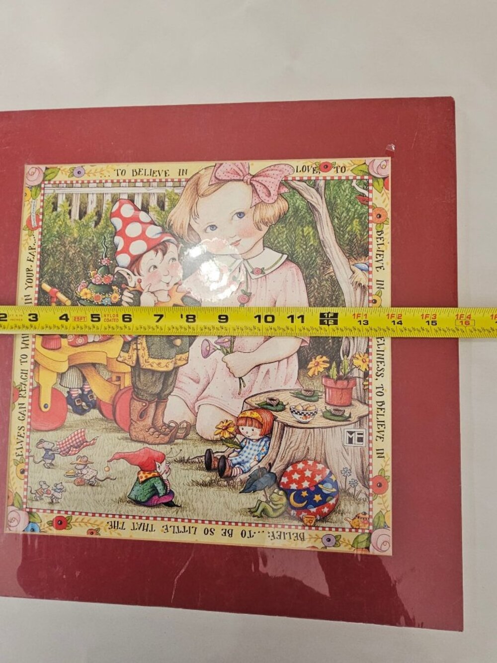 Vintage Mary Engelbreit Art Print Matted 16x16" To Believe in Love Elves Gnomes - Picture 5 of 9
